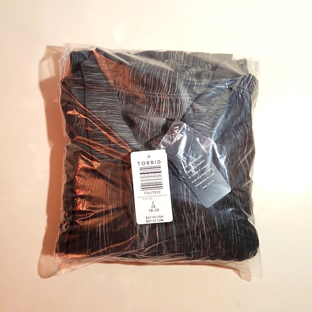 ❤️NWT TORRID SWIM COVER MACHINE WASHABLE GAUZE BUTTON UP COVER-UP DRESS - Picture 3 of 11